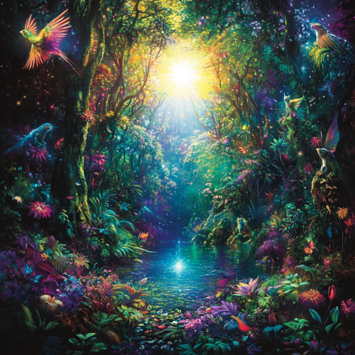 Mythical journey in forest seeking bright star Mythical journey in forest seeking bright star