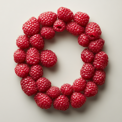Raspberry letter 'מ' mimicking Hebrew font structure. Blend natural and clean lines for artistic feel. Raspberry letter 'מ' mimicking Hebrew font structure. Blend natural and clean lines for artistic feel.