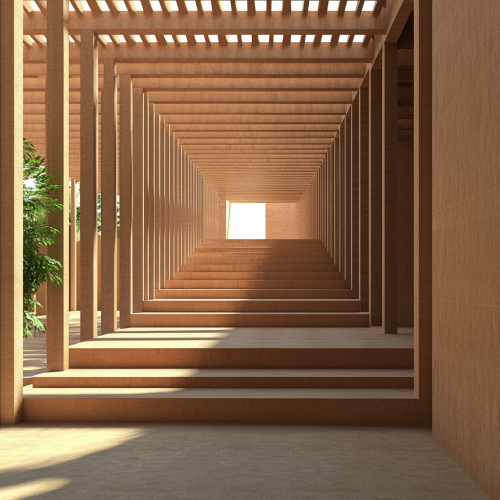 Roof with multiple layers rising like steps, platforms cascading. Roof with multiple layers rising like steps, platforms cascading.