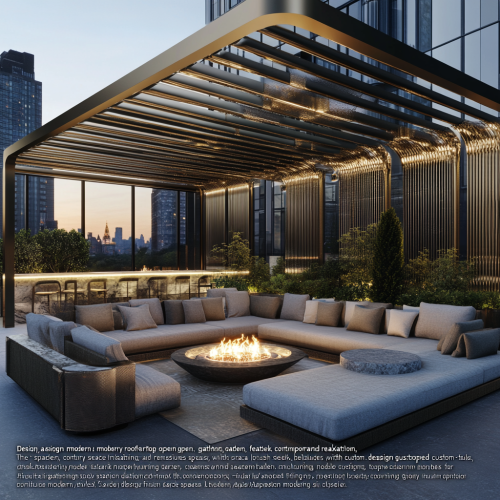 Rooftop garden oasis with modern luxury furniture and accessories. Rooftop garden oasis with modern luxury furniture and accessories.