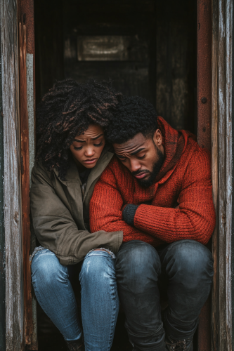 Sad Couple Seated Apart in Winter Season Sad Couple Seated Apart in Winter Season