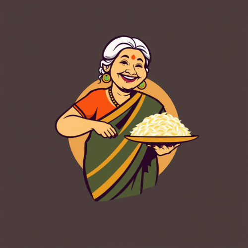 South Indian Mother with Rice Plate Logo South Indian Mother with Rice Plate Logo