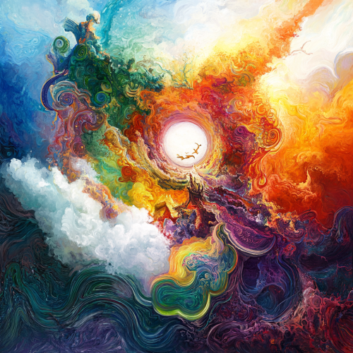 Spherical shape surrounded by swirling Chinese elements and colors. Spherical shape surrounded by swirling Chinese elements and colors.