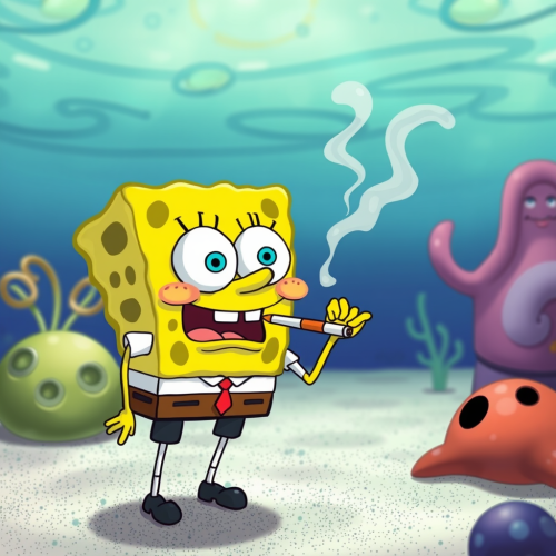 SpongeBob in Realistic Style Smoking a Cigarette SpongeBob in Realistic Style Smoking a Cigarette