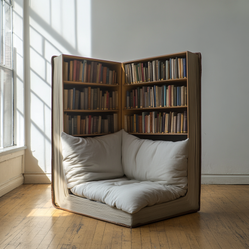 Studio Installation with Vertical Book Armchair & Shelf Studio Installation with Vertical Book Armchair & Shelf