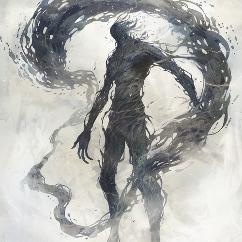 Swirling Vacuum Elemental with mist-like limbs in watercolor style. Swirling Vacuum Elemental with mist-like limbs in watercolor style.