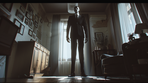 Tall agent hides from enemies due to height challenge. Tall agent hides from enemies due to height challenge.
