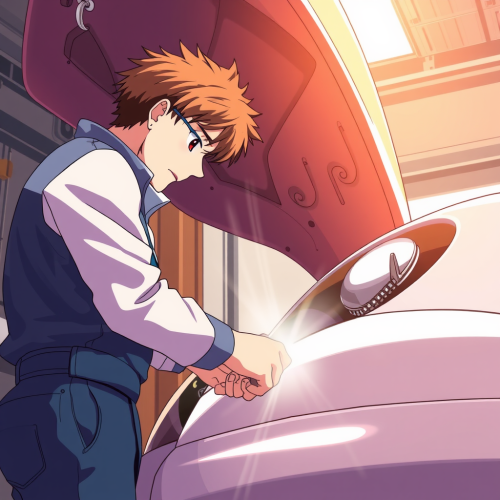 The Anime Mechanic Fixing a Car The Anime Mechanic Fixing a Car