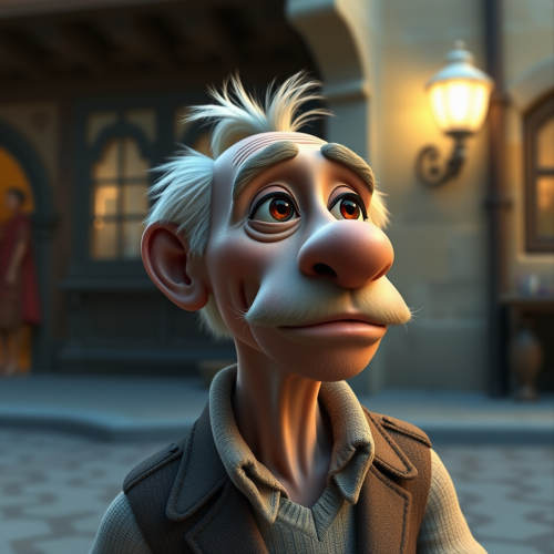 The Elderly Italian Man in Pixar Style The Elderly Italian Man in Pixar Style