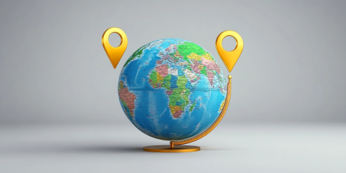 The Globe and Map Marked with GPS Pins The Globe and Map Marked with GPS Pins