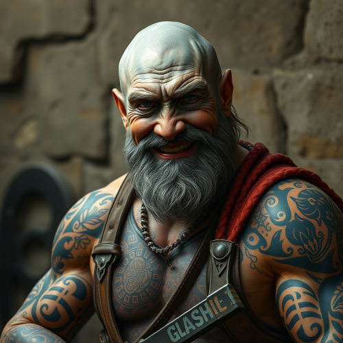 The Smiling, Tattooed, Elderly Goliath Blacksmith The Smiling, Tattooed, Elderly Goliath Blacksmith