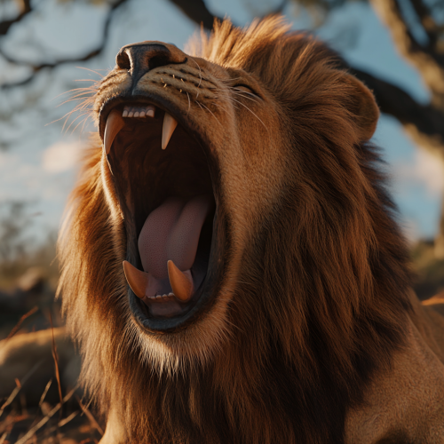 The male lion waking up from a nap The male lion waking up from a nap