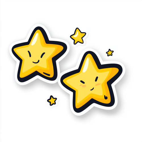 Three Yellow Stars on White Sticker Sheet Three Yellow Stars on White Sticker Sheet