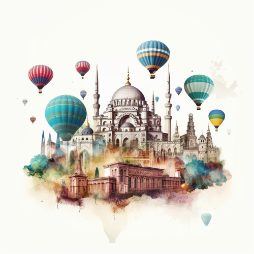 Turkey Tourist Attractions Collage White Background Hagia Sophia Cappadocia Blue Mosque  Turkey Tourist Attractions Collage White Background Hagia Sophia Cappadocia Blue Mosque