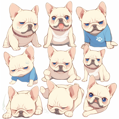 Various Bulldog drawings show feelings and actions Various Bulldog drawings show feelings and actions