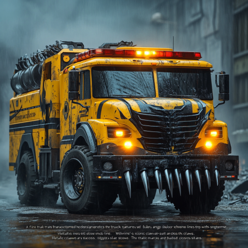 Wolverine-themed fire truck with rugged, fierce design.