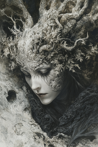 Woman witch creature illustration, detailed and elegant.