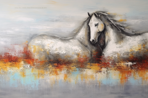 Abstract artwork with cold metallic atmosphere and serene landscape Abstract artwork with cold metallic atmosphere and serene landscape