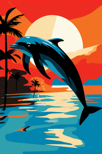 Abstract Dolphin Pet Portrait Artwork