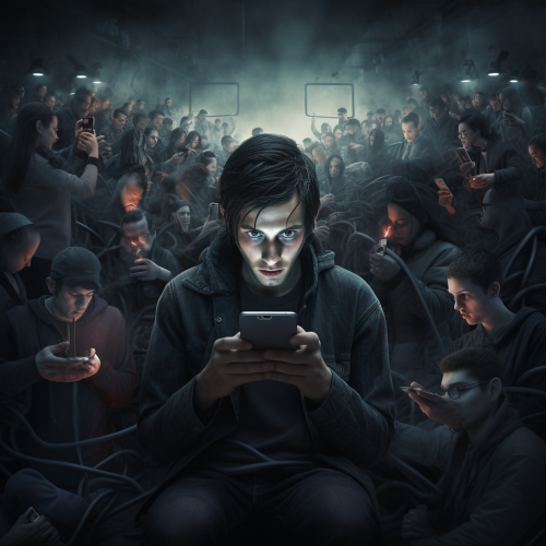 Addicted person hooked to social media Addicted person hooked to social media