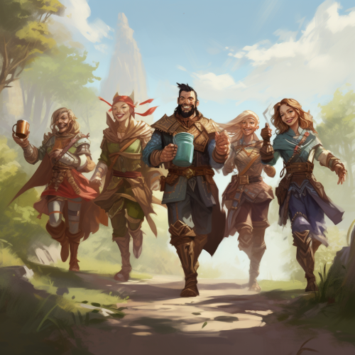 Group of adventurers on a trail