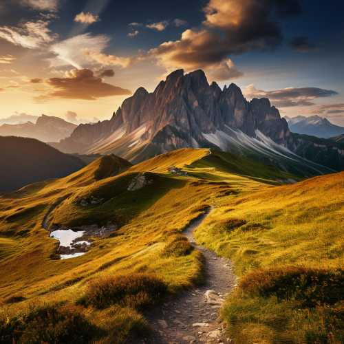 Sunset view of Seceda Peak