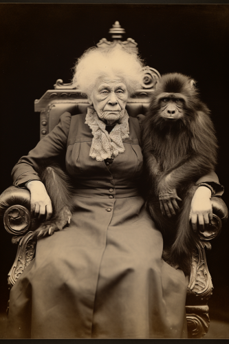 Portrait of a Grand Dame with Baboons Portrait of a Grand Dame with Baboons