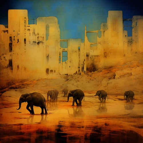 Running Animals in Desolate City Art