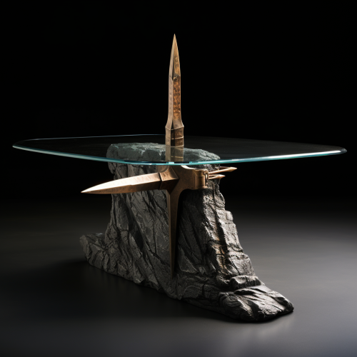 Unique coffee table inspired by King Arthur's sword