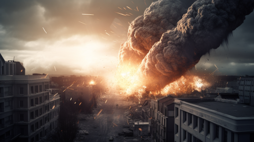 City under attack by asteroid City under attack by asteroid