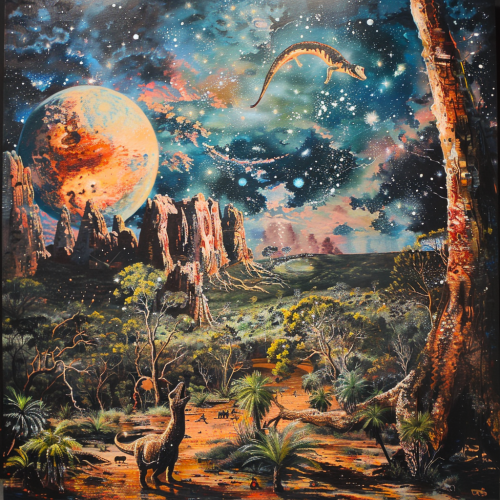 Prehistoric landscape in Australia