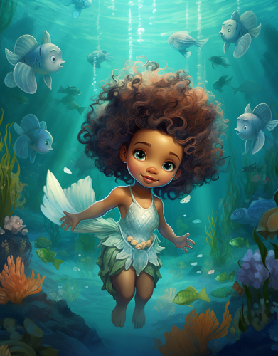 Cute Baby Fairy Mermaid with Seashells Cute Baby Fairy Mermaid with Seashells