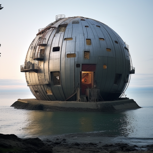 Unique ball-shaped building in the sea