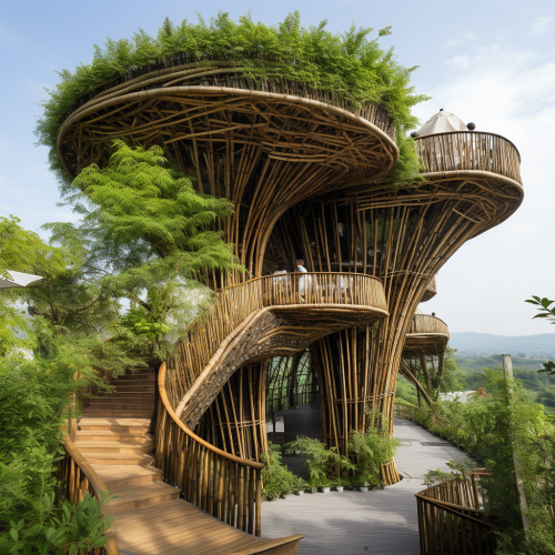 Unique bamboo cafe with stunning architecture Unique bamboo cafe with stunning architecture