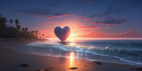 Beach inside heart with epic lighting