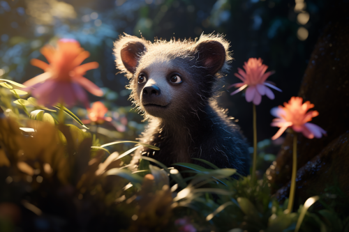 Adorable Bear Cub in Forest Adorable Bear Cub in Forest