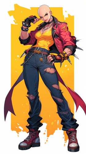 Beautiful punk woman with short red hair and tattoos