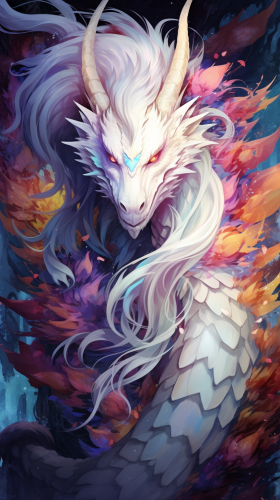 Brightly colored divine dragon illustration Brightly colored divine dragon illustration