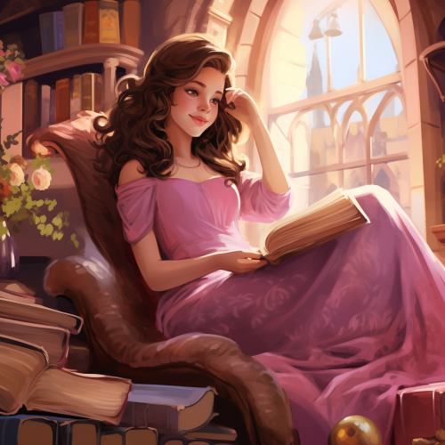Belle reading a book in a cozy armchair Belle reading a book in a cozy armchair