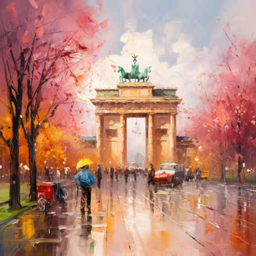 Beautiful spring painting of Brandenburger Tor Beautiful spring painting of Brandenburger Tor