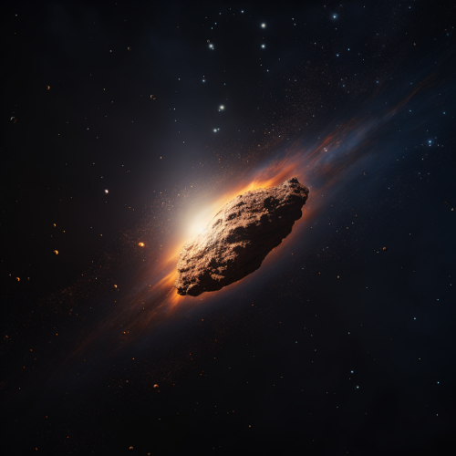 Beautiful big comet in space minimalism