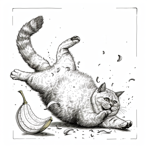 Funny cat slipping on banana peel Funny cat slipping on banana peel