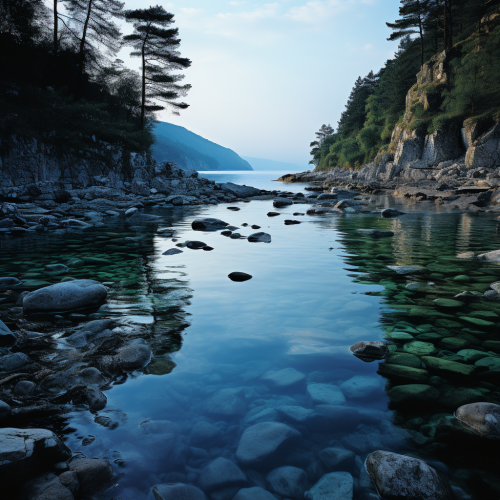 Calm black sea scene