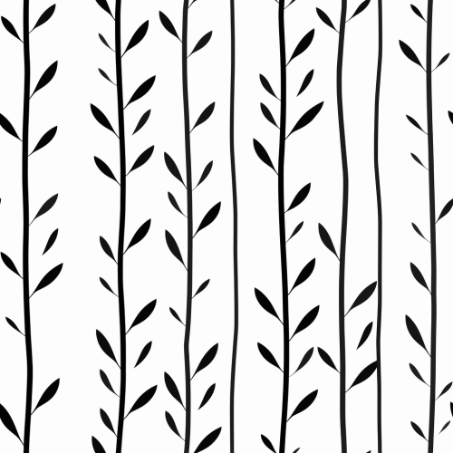 Vertical black stripes and leafy vines pattern Vertical black stripes and leafy vines pattern