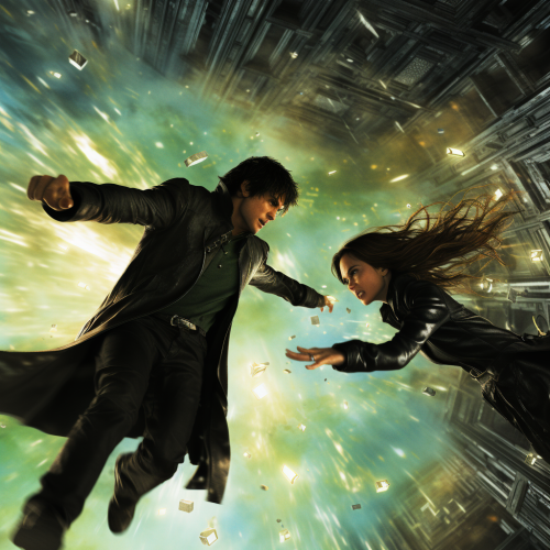 Intense Matrix fight with swirling leaves Intense Matrix fight with swirling leaves