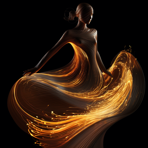 Striking woman with flowing black light streaks