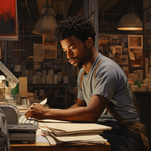 Black man working at his job Black man working at his job