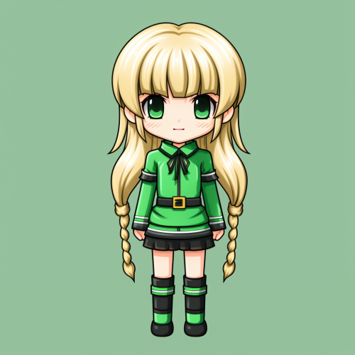 Blond Teenager in Green Costume Sprite Blond Teenager in Green Costume Sprite