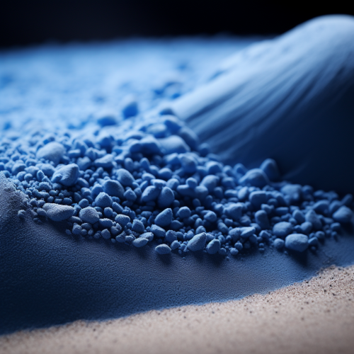 Simplistic blue zen garden sand closeup