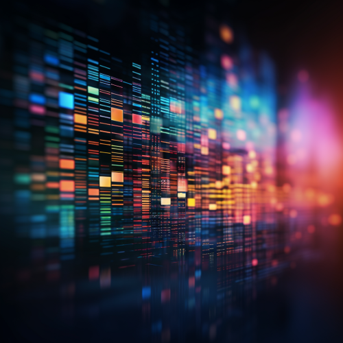 Blurred HTML code block on black background